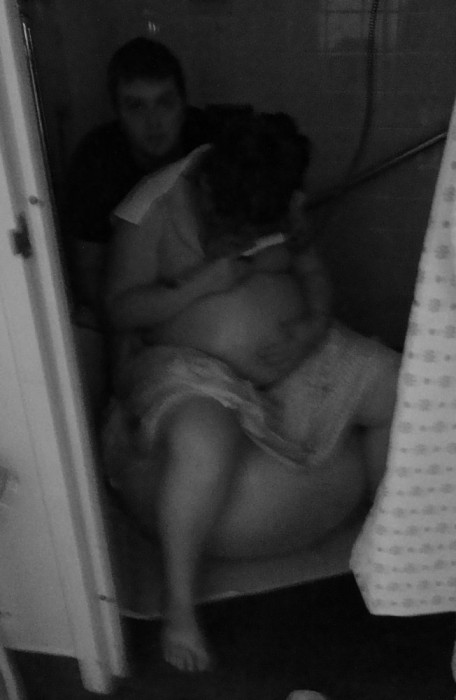 Michelle labors on a birth ball