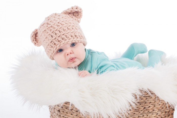 Baby in Bear Ear Hat