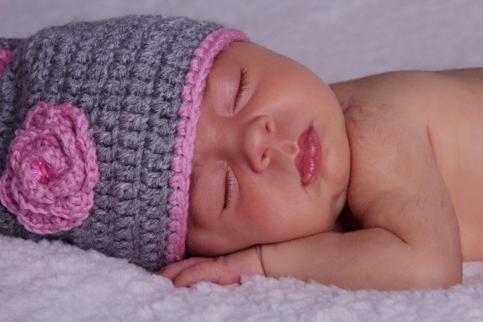 Gray and Pink Hatted Baby